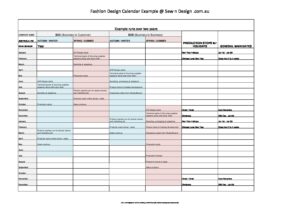 Example Fashion Development Calendar