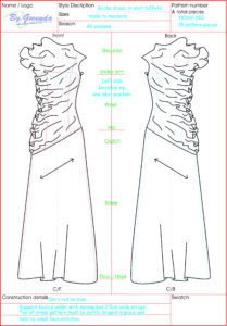 Technical Drawing Rouche Neck Dress